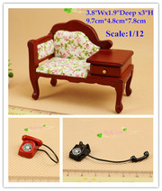 1:12 Dollhouse Furniture Miniature Sofa Telephone Stand Settee and phone 1910s